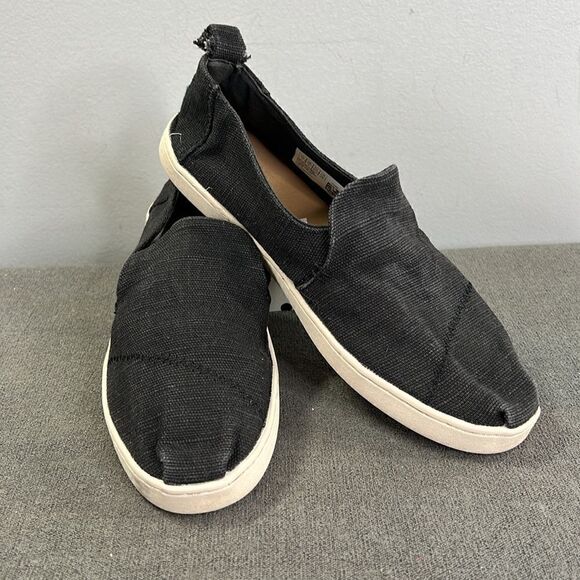 TOMS Black Linen-Like Slip on Size 7 - Picture 1 of 6